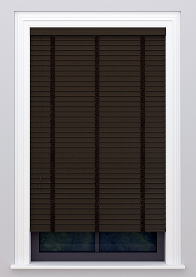 Fired Walnut Made to Measure Wooden wooden-blinds with decorative tapes